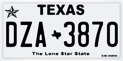 TX license plate DZA3870