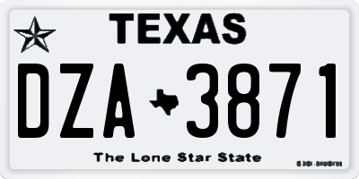 TX license plate DZA3871