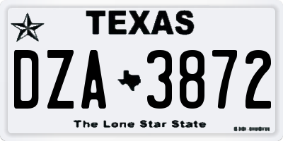 TX license plate DZA3872