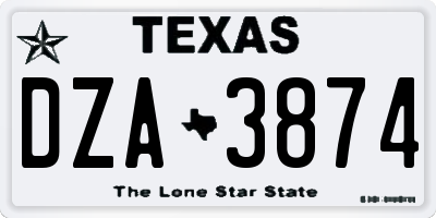 TX license plate DZA3874