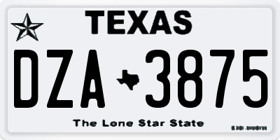 TX license plate DZA3875