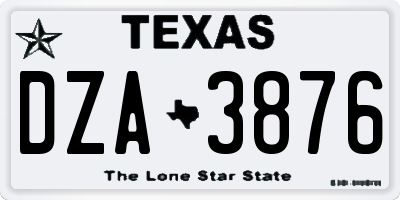 TX license plate DZA3876