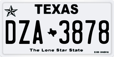 TX license plate DZA3878