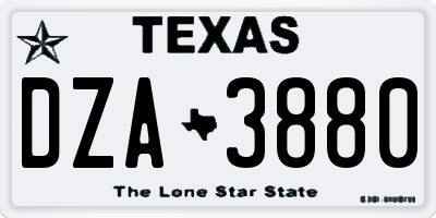 TX license plate DZA3880