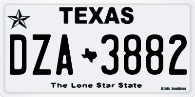 TX license plate DZA3882