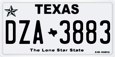 TX license plate DZA3883