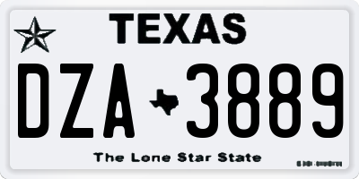 TX license plate DZA3889