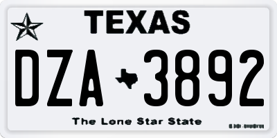 TX license plate DZA3892