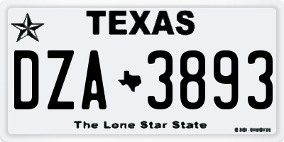 TX license plate DZA3893