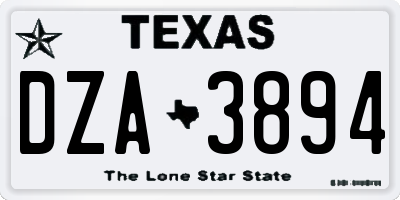 TX license plate DZA3894