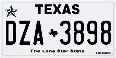 TX license plate DZA3898