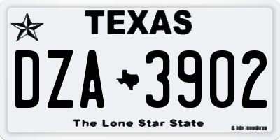 TX license plate DZA3902