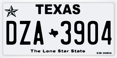 TX license plate DZA3904
