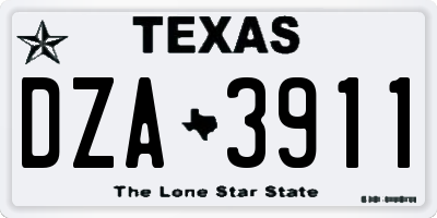TX license plate DZA3911