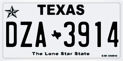 TX license plate DZA3914