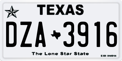 TX license plate DZA3916