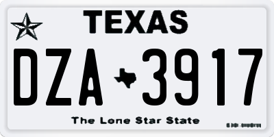 TX license plate DZA3917