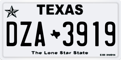 TX license plate DZA3919