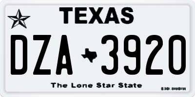 TX license plate DZA3920