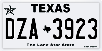 TX license plate DZA3923