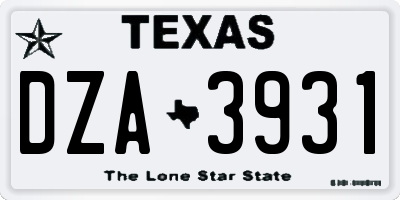TX license plate DZA3931