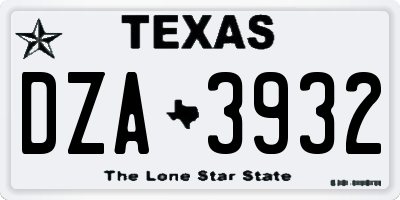 TX license plate DZA3932