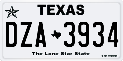TX license plate DZA3934