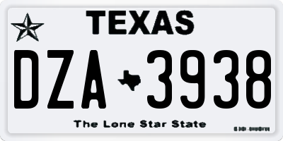 TX license plate DZA3938