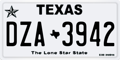 TX license plate DZA3942