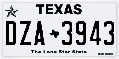 TX license plate DZA3943