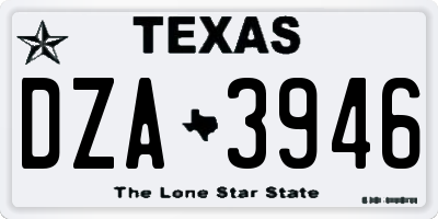 TX license plate DZA3946