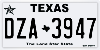 TX license plate DZA3947