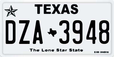 TX license plate DZA3948