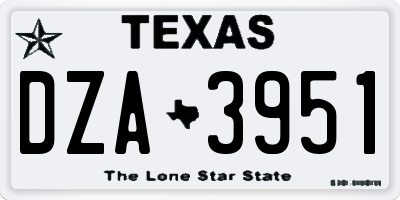 TX license plate DZA3951