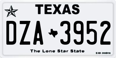 TX license plate DZA3952