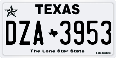 TX license plate DZA3953