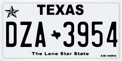 TX license plate DZA3954