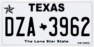TX license plate DZA3962