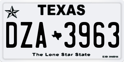 TX license plate DZA3963