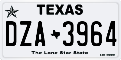 TX license plate DZA3964