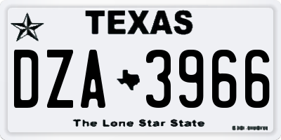 TX license plate DZA3966