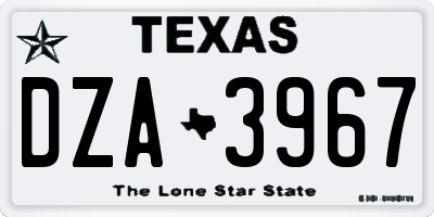 TX license plate DZA3967