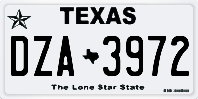TX license plate DZA3972