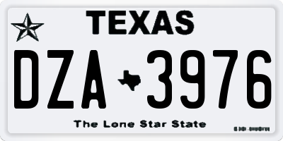 TX license plate DZA3976