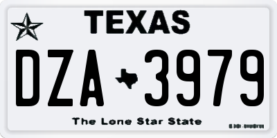 TX license plate DZA3979