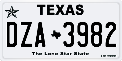 TX license plate DZA3982