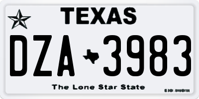 TX license plate DZA3983