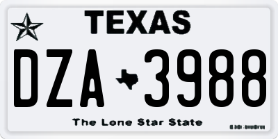 TX license plate DZA3988
