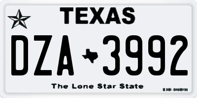 TX license plate DZA3992