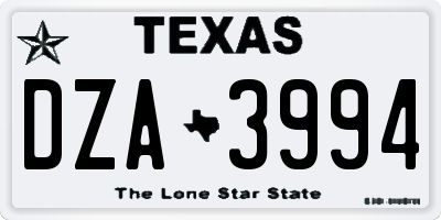 TX license plate DZA3994
